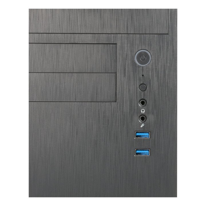 Caja Micro Atx Unyka Aero C11 Black Frontal Con Efecto Aluminio Cepillado Bahias Frontales 2x 3.5" Y 2.5" Sin Fuente De Alime