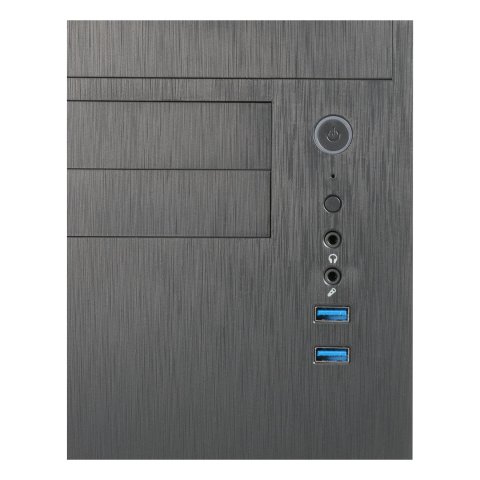 Caja Micro Atx Unyka Aero C11 Black Frontal Con Efecto Aluminio Cepillado Bahias Frontales 2x 3.5" Y 2.5" Sin Fuente De Alime