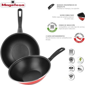 Sarten Wok Magefesa K2 Rojo 28 Acero Antiadherente Todo... 2