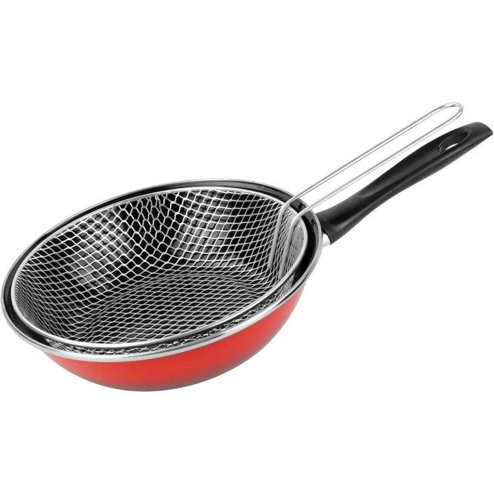 Sarten Freidora Magefesa K2 Rojo 26 Acero Antiadherente Efecto Piedra Todo Tipo Cocinas Apta Lavavajillas