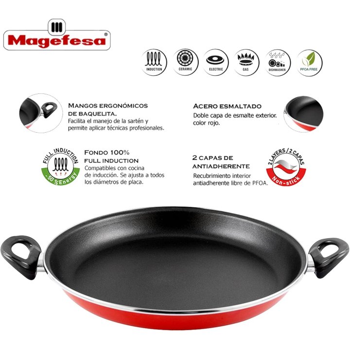 Paellera Magefesa K2 Rojo 34 Acero...