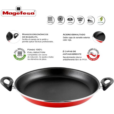 Paellera Magefesa K2 Rojo 34 Acero...