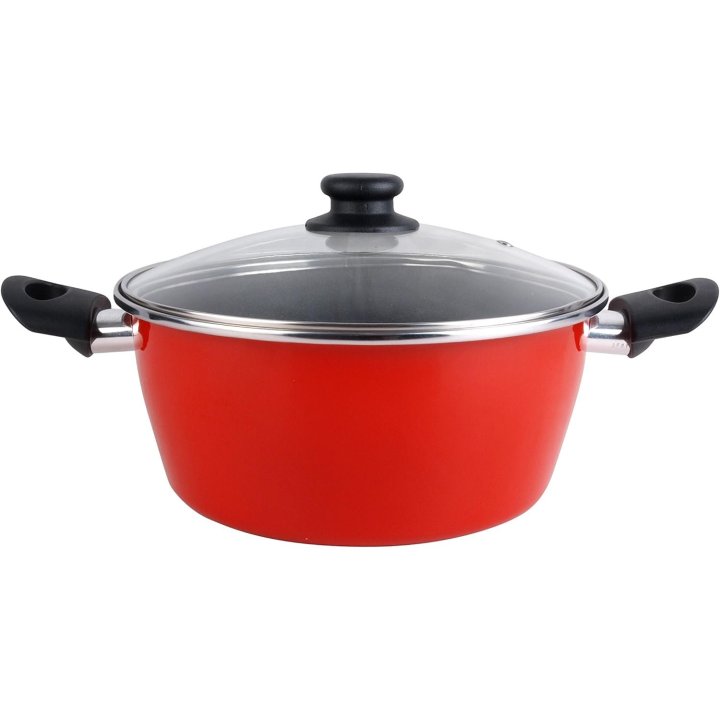 Cacerola Con Tapa Cristal Magefesa K2 Rojo 28 Acero Antiadherente Acero Inoxidable Todo Tipo Cocinas Lavavajillas