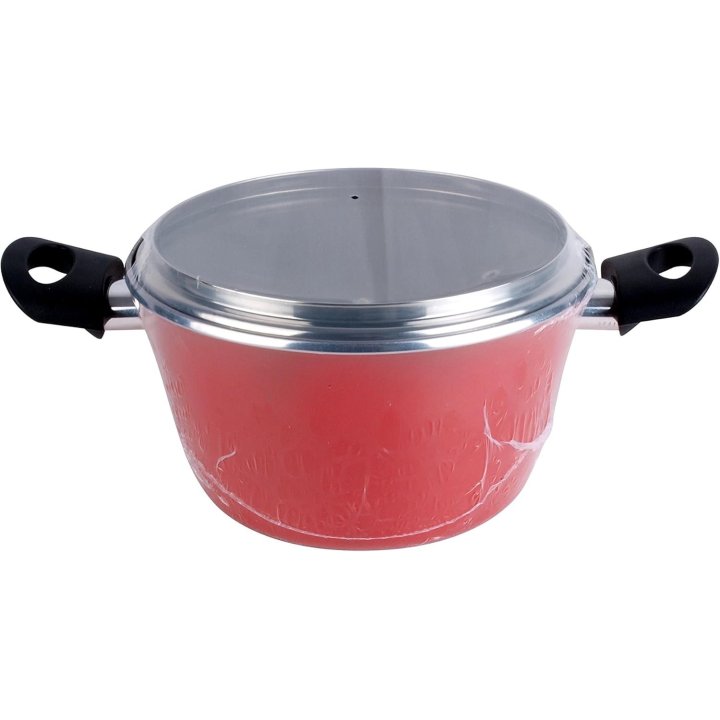 Olla Con Tapa Cristal Magefesa K2 Rojo 28 Acero...