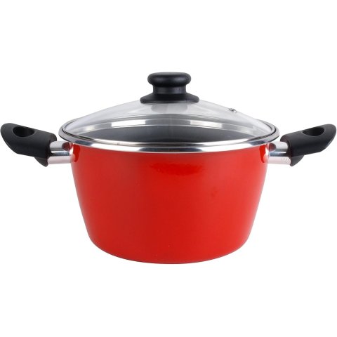 Olla Con Tapa Cristal Magefesa K2 Rojo 20 Acero Antiadherente Acero Inoxidable Todo Tipo Cocinas Lavavajillas