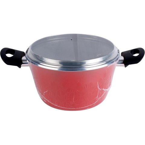 Olla Con Tapa Cristal Magefesa K2 Rojo 20 Acero...