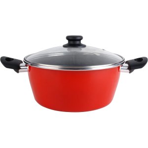 Cacerola Con Tapa Cristal Magefesa K2 Rojo 24 Acero...