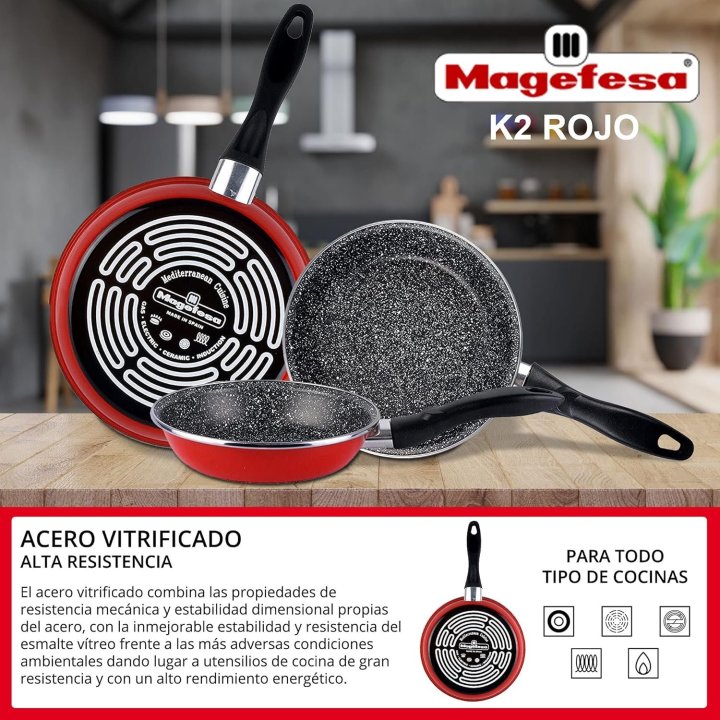 Sarten Magefesa K2 Rojo 20 Acero Antiadherente...