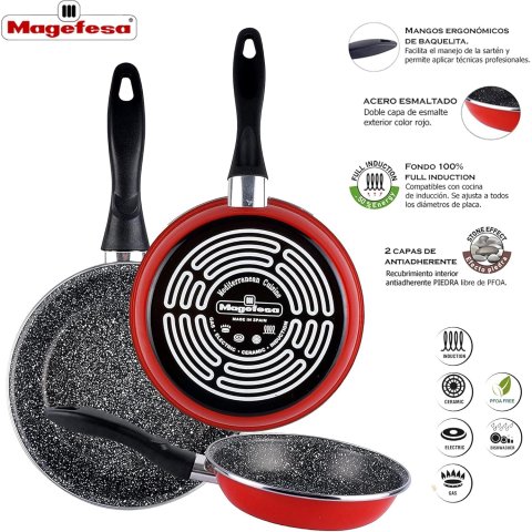 Sarten Magefesa K2 Rojo 16 Acero Antiadherente...
