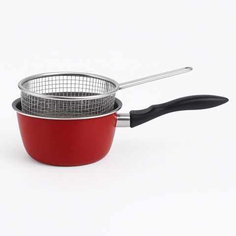 Cazo Con Cestillo Magefesa K2 Rojo 16 Acero Antiadherente Acero Inoxidable Todo Tipo Cocinas Lavavajillas