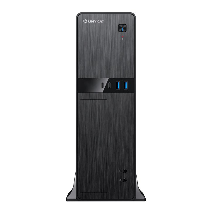 Caja Micro Atx Slim Unyka Uk2011 Type C Diseño Compacto Fuente Sfx 450w Formato Horizontal Vertical Color Negro