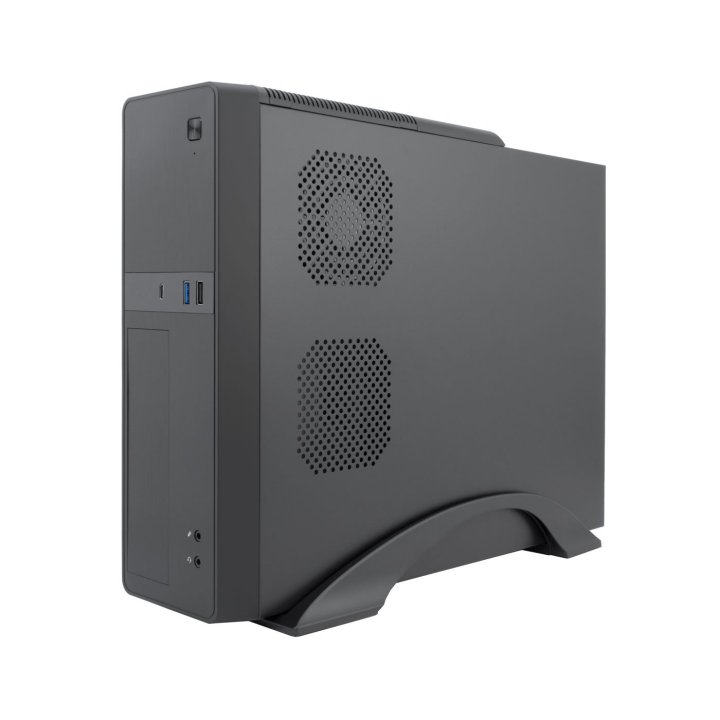 Caja Microatx Slim Coolbox T310 1x 3.5″ 1x2.5″ 1x5,25" Gpu 225max Low Profile  Fuente 300bz Negro
R Negro