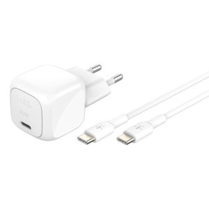 Cargador De Pared Belkin Wca008kq1mwh-b6 Boost Charge Usb-c 30w Blanco Cable 1m Usb-c 
