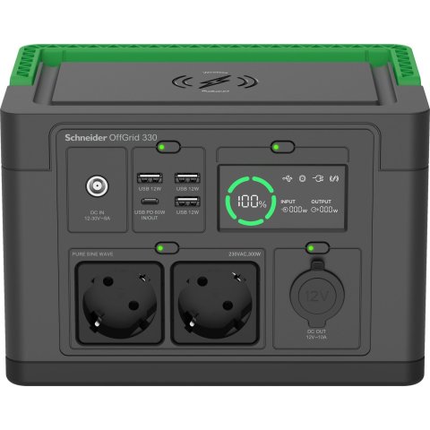 Estacion De Energia Portatil Apc Pps330-gr Offgrid 330 332wh 531w Entrada Cc 2xac Usb Carga Inalambrica Lcd