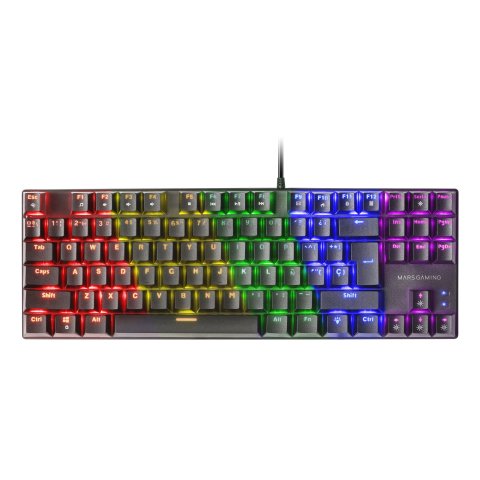 (km0) Teclado Mecanico Compacto Tkl Mars Gaming Mk80 Black Iluminacion 12efectos Switch Marron Rgb Pr De 1000hz Anti-ghosting