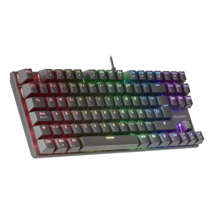 (km0) Teclado Mecanico Compacto Tkl Mars Gaming Mk80 Black Iluminacion 12efectos Switch Marron Rgb Pr De 1000hz Anti-ghosting