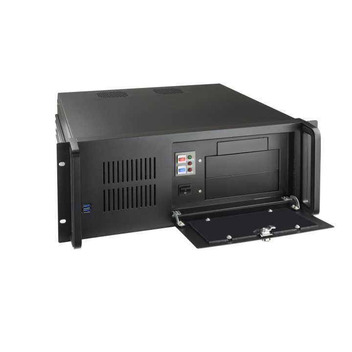 Caja Rack 19" 4u Tooq Rack-406n-usb3 Frontal Con Puerta Y Rejilla Con Llave Chasis De Acero 1.2mm Color Negro