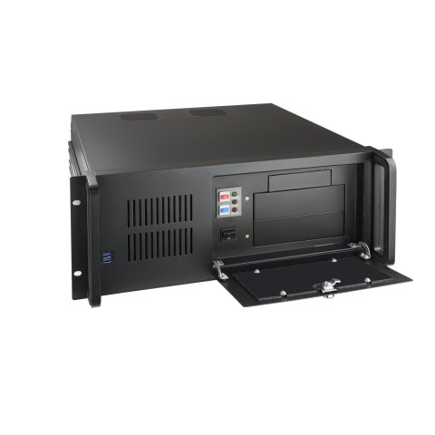 Caja Rack 19" 4u Tooq Rack-406n-usb3 Frontal Con Puerta Y Rejilla Con Llave Chasis De Acero 1.2mm Color Negro