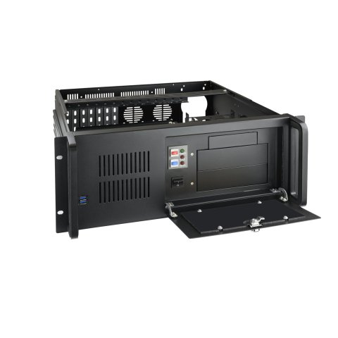 Caja Rack 19" 4u Tooq Rack-406n-usb3 Frontal Con Puerta Y Rejilla Con Llave Chasis De Acero 1.2mm Color Negro
