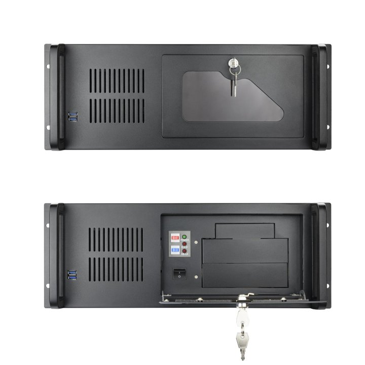 Caja Rack 19" 4u Tooq Rack-406n-usb3 Frontal Con Puerta Y Rejilla Con Llave Chasis De Acero 1.2mm Color Negro