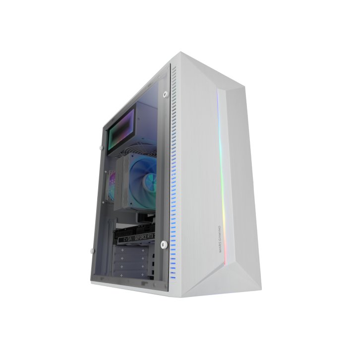 Caja Atx Semitorre Gaming Mars Gaming Mcblaze Cristal Templado Gpu 300mm 1x3.5 3x2.5 Blanco
