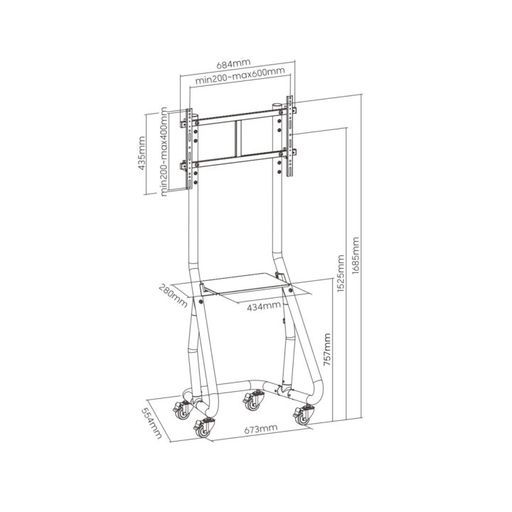 (km0) Soporte De Suelo Con Ruedas Equip Para Pantalla De 37" - 80" Heavy-duty Fijo Max. Vesa 600x400 Hasta 80kg Cash30