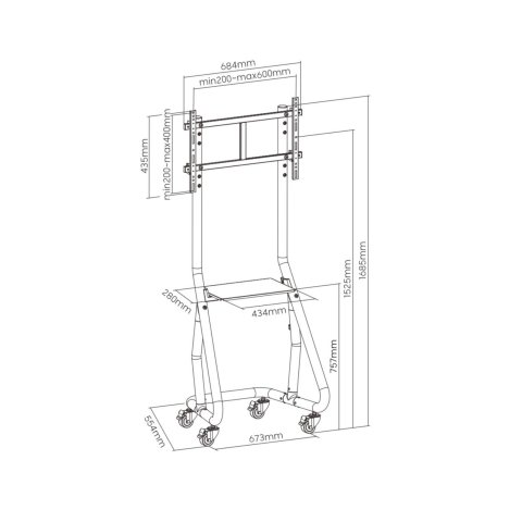 (km0) Soporte De Suelo Con Ruedas Equip Para Pantalla De 37" - 80" Heavy-duty Fijo Max. Vesa 600x400 Hasta 80kg Cash30