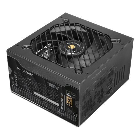 Fuente De Alimentacion Mars Gaming 1000w Modular Atx 3.1 80+ Gold 140mm Silent Negro 12v-2x6 Cable No Incluido