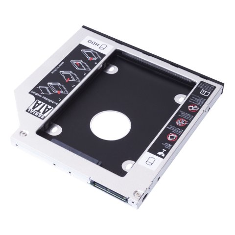 Adaptador   Caddy Hdd 2.5" Sata Ssd odd Unykach Para Posicionar En Bahía De Portatil 9mm Frontal Negro