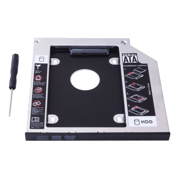 Adaptador   Caddy Hdd 2.5" Sata Ssd odd Unykach Para Posicionar En Bahía De Portatil 9mm Frontal Negro