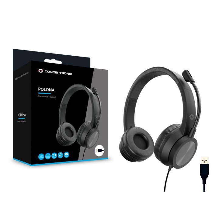 Headset Conceptronic Polona05b Conexion Usb-a...