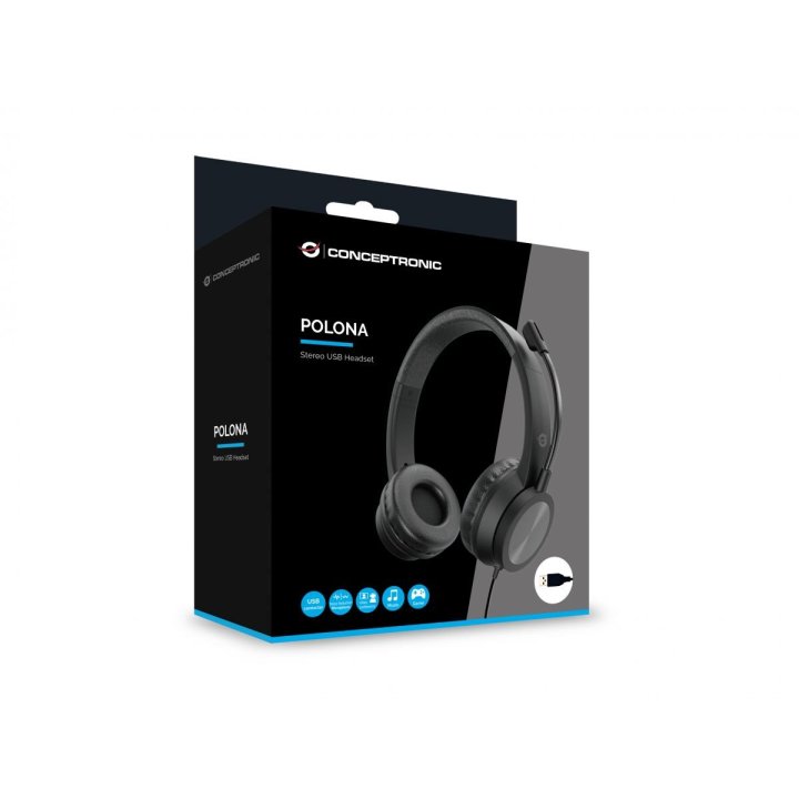 Headset Conceptronic Polona05b Conexion Usb-a...