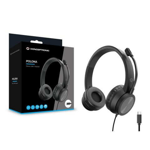 Headset Conceptronic Polona05b Conexion Usb-c...