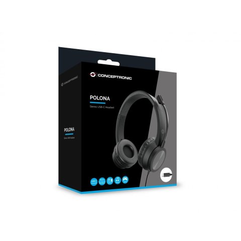 Headset Conceptronic Polona05b Conexion Usb-c...
