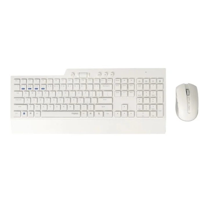Teclado Y Mouse Rapoo Wireless Y Bluetooth 8200t 2,4ghz Bt 3.0 4.0 Bt 5.0 1600dpi Ajustable Color Neblanco Portugues