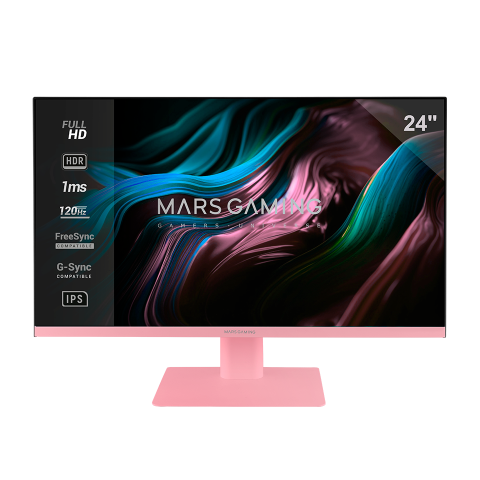 Monitor 24" Dp Hdmi Mars Gaming Mv24 Ips Fhd 120hz 1ms 250cd/m² Vesa 100x100 Rosa