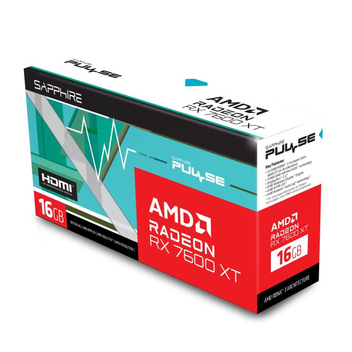 Vga Sapphire Pulse Radeon Rx 7600 Xt 16gb Gddr6 2xdp 2xhdmi Cuda 2048 128bit Dual Fan