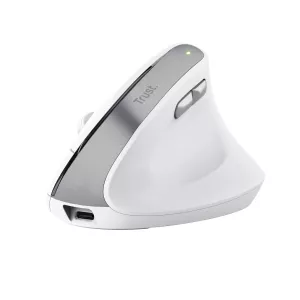 Mouse Trust Wireless Ergo Bayo Ii Rf 2.4 Ghz Dpi Ajustable 800-2400ppp 6 Botones Carga Usb-c Blanco