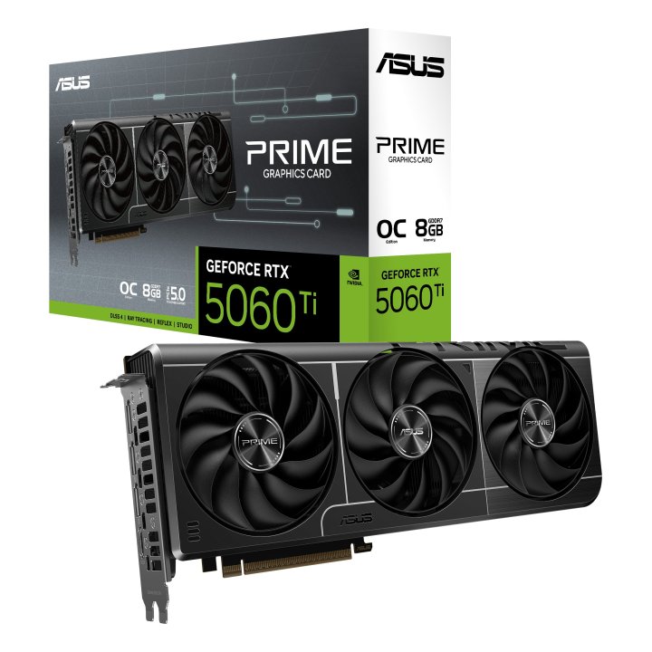 Vga Asus Geforce Rtx 5060ti Oc Prime 8gb Gddr7 3xdp 1xhdmi Cuda 4608 128bit Dual Fan