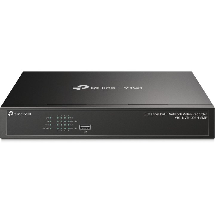 Grabador De Video Tp-link Vigi Nvr1008h-8mp 8 Canales 8xrj45 Poe+ Hdmi 4k H.265+ Sata 2xusb