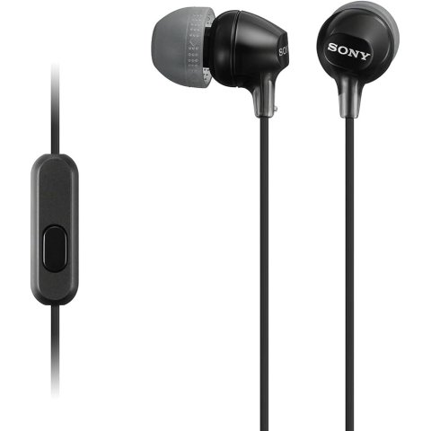 Auricular Intrauditivo Con Microfono Sony Mdr-ex15ap Negro 3.5mm Cable 1.2m Dinamico De 9 Mm
