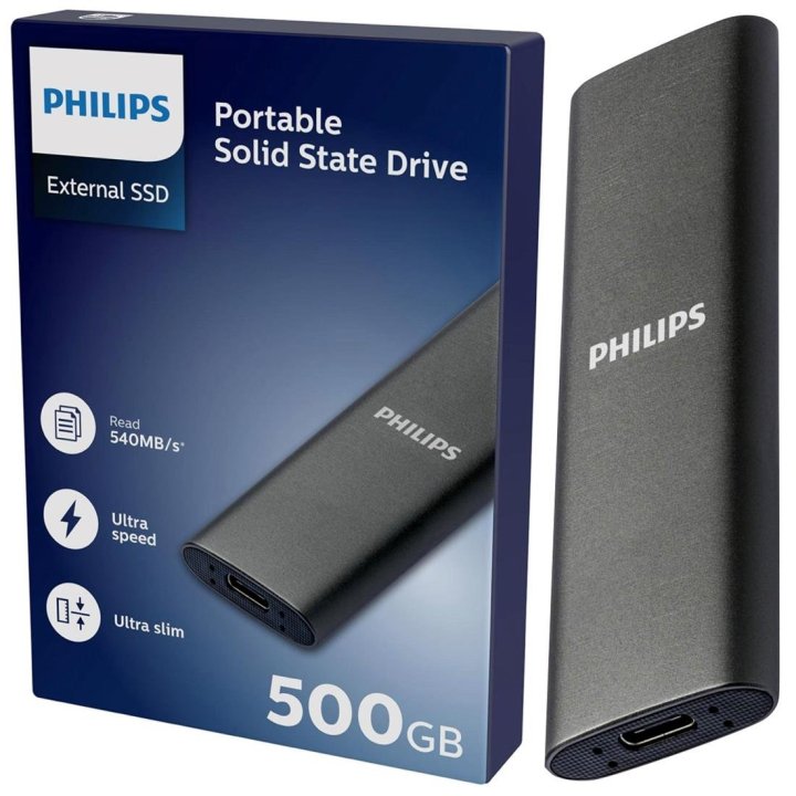 Disco M.2 Externo Philips 500gb Usb-c/usb3.0...