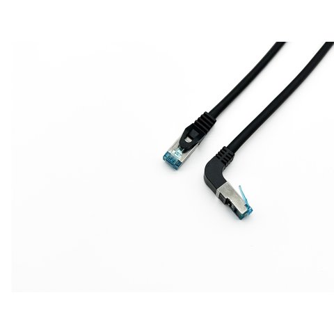 Latiguillo Apantallado S ftp Categoria 6a  Conector Angulo Recto Libre Halogenos 0.5m Color Negro