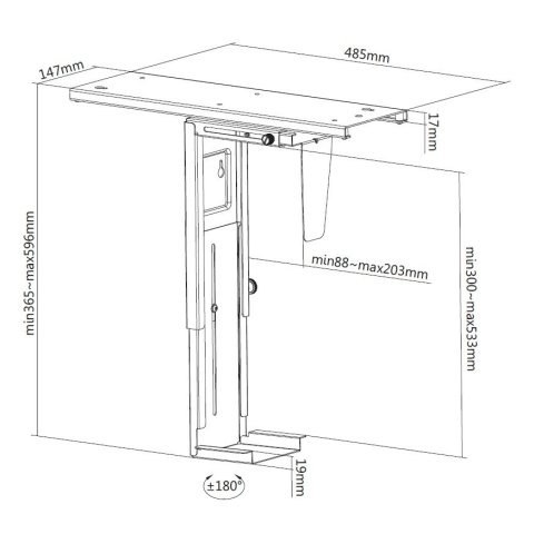 (km0) Soporte Cpu Equip 650892 Para Instalacion Bajo Mesa Giratorio 360§ Acero Color Negro Max. 10kgcash30