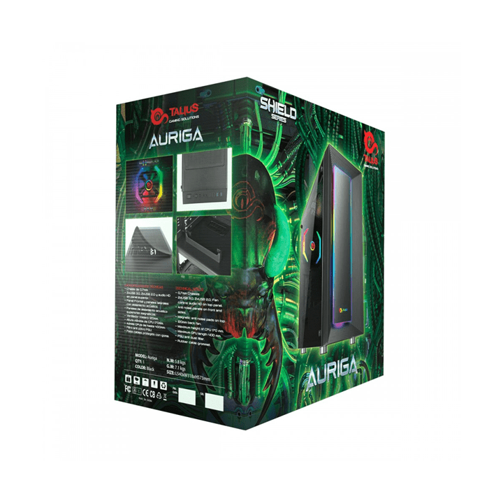 Caja Atx Semitorre Gaming Talius Auriga Cristal...
