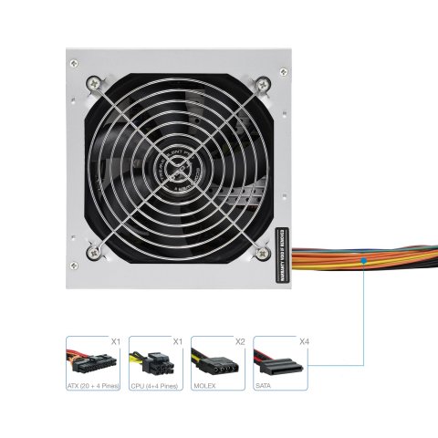 Fuente De Alimentacion Tooq 500w Tqep-500sse Fan 12cm 4 Sata 2 Molex Cable Alimentación Destinada A Reparaciones 