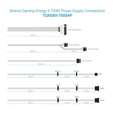 Fuente De Alimentacion Gaming Tooq 700w 80+ Bronze Atx12v V2.31 Apfc 82+ Led On off