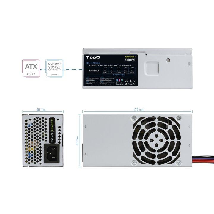 Fuente De Alimentacion Tfx Tooq 500w Tqep-tfx500s-o Ventilador De 80mm Medidas 175x85x65 Destinada A Reparaciones