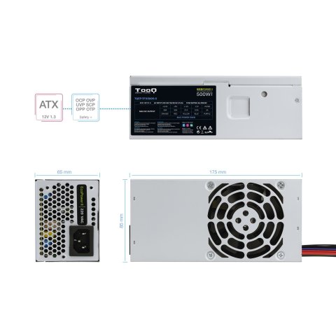 Fuente De Alimentacion Tfx Tooq 500w Tqep-tfx500s-o Ventilador De 80mm Medidas 175x85x65 Destinada A Reparaciones