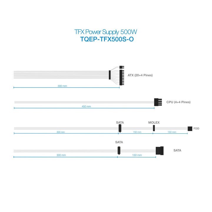 Fuente De Alimentacion Tfx Tooq 500w Tqep-tfx500s-o Ventilador De 80mm Medidas 175x85x65 Destinada A Reparaciones